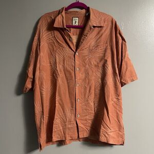 Jamaica Jaxx Authentic Island Style 100% Silk Men's Hawaiian Shirt XXL Orange